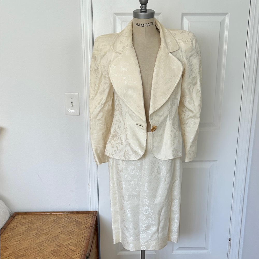 Vintage Christian Lacroix Cream Blazer and Skirt Set